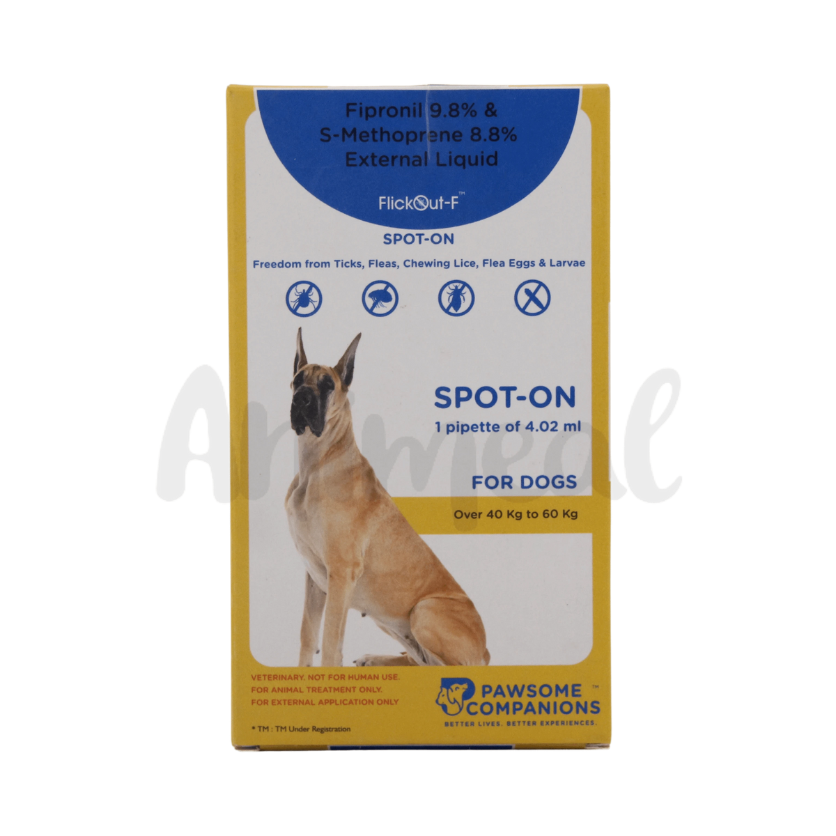 Adisan Flickout F Spot On 40 to 60kg for Dogs and Cats, 4.02ml - Animeal