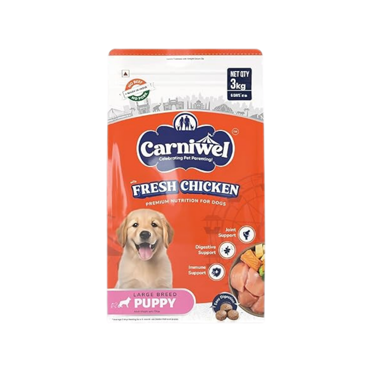 CARNIWEL FRESH CHIC LARGE DOG PUPPY DRY FOOD (M) - Animeal