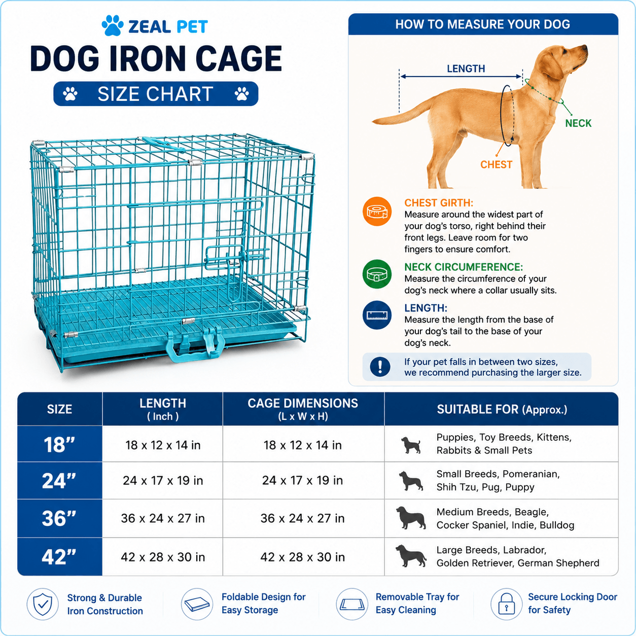 DOG IRON CAGE BLUE 36`` - Animeal