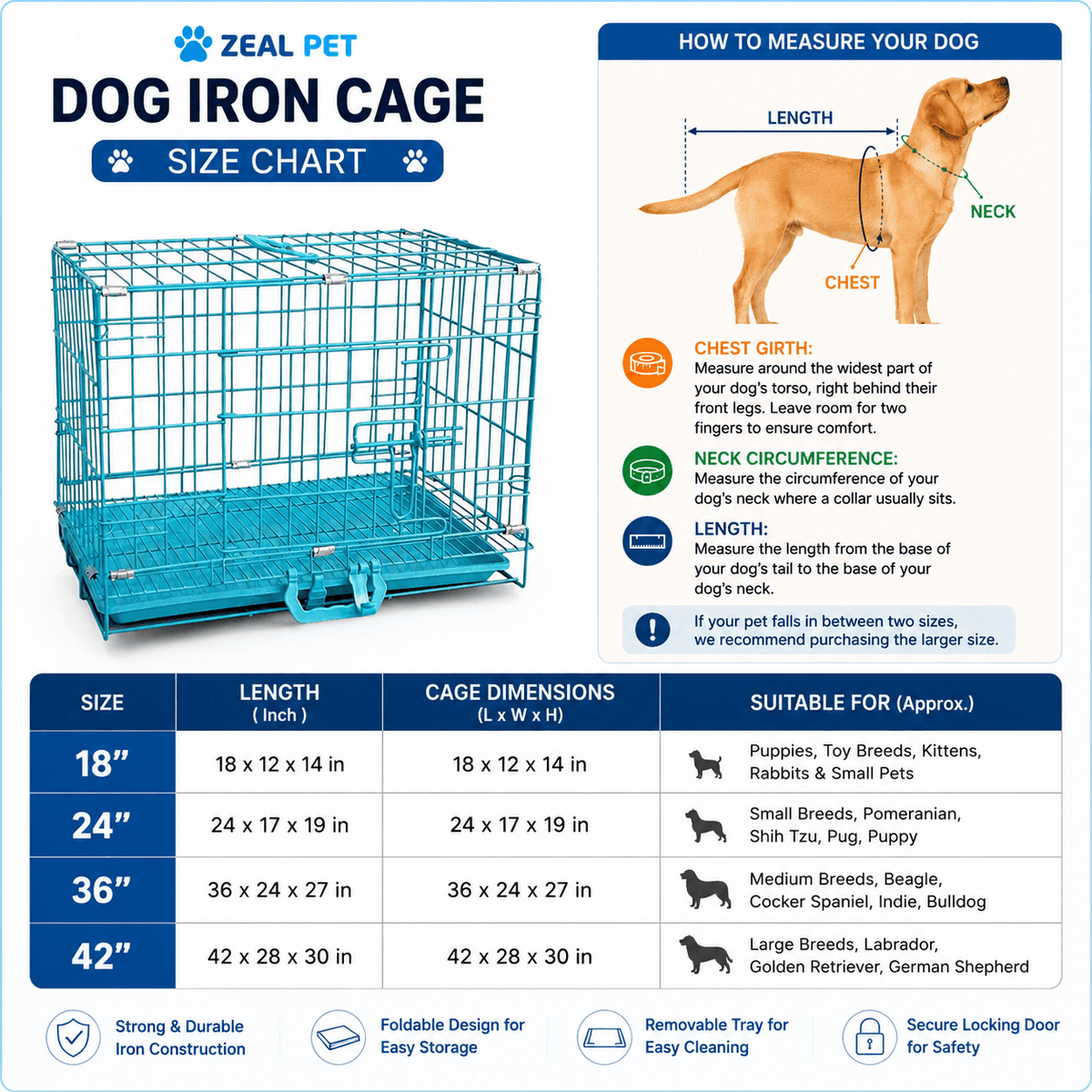 DOG IRON CAGE BLUE 36`` - Animeal