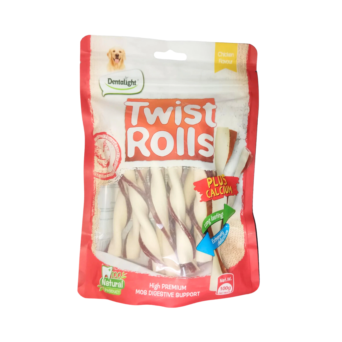 Gnawlers Dentalight Twist Chicken Roll Dog Chew 100g - Animeal