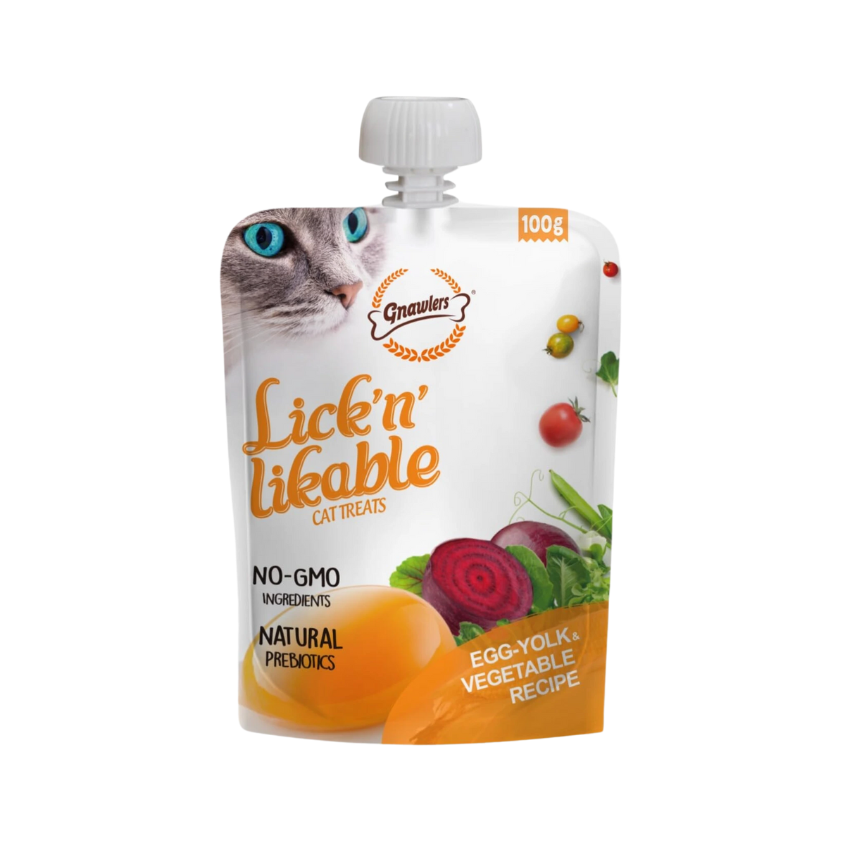 Gnawlers Lick N Likable Egg and Vegetables Treat Cat Treats, 100g - Animeal