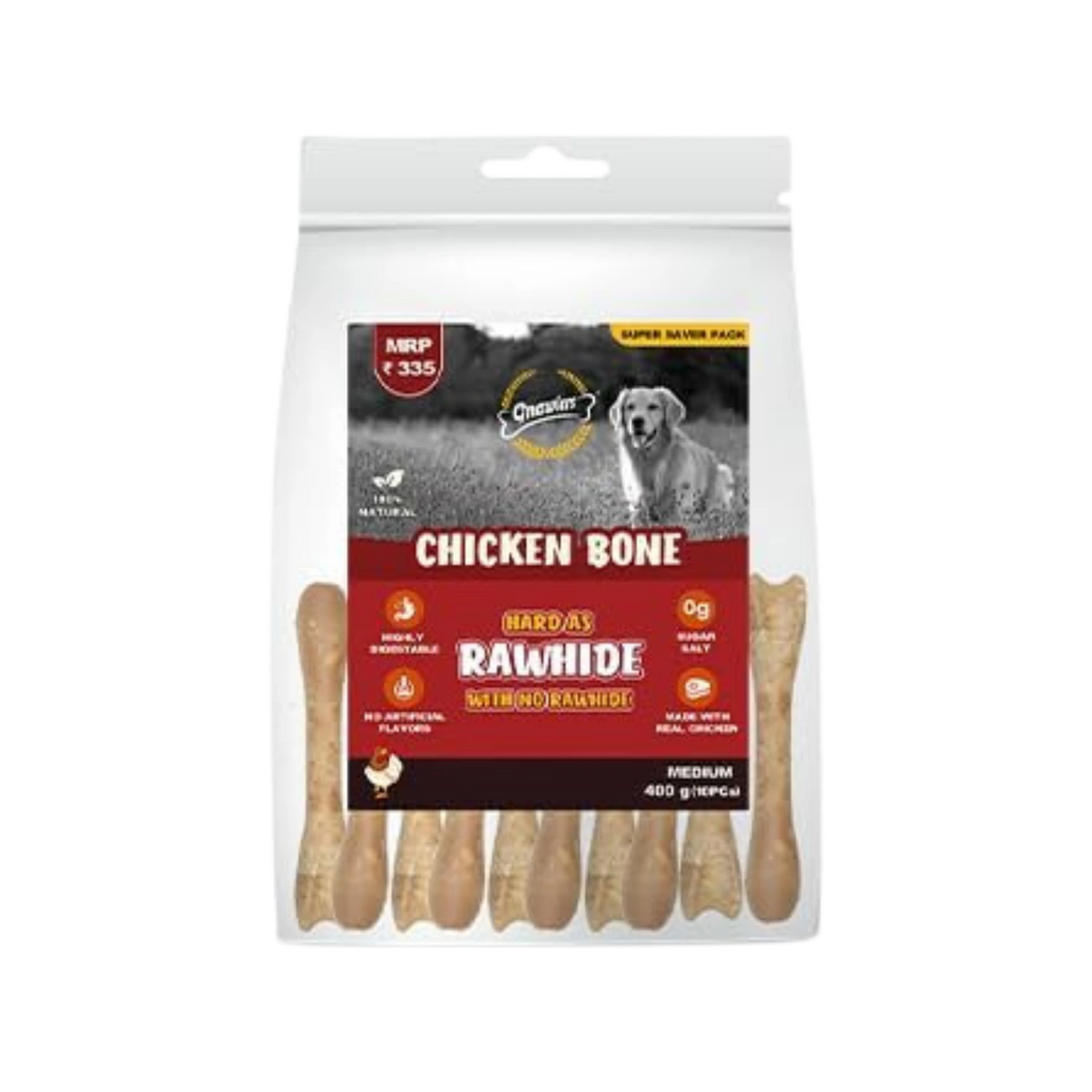Gnawlers Chicken Bone 4"Inch Dog Treats, 25 pieces - Animeal
