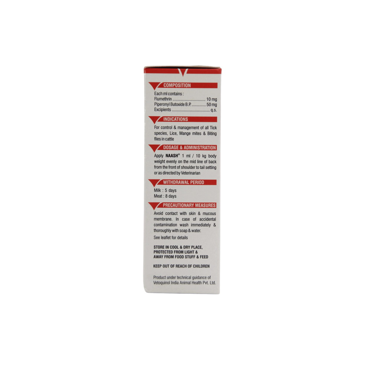 Vetoquinol Naash Flumethrin Tick Liquid for Livestock, 50ml - Animeal