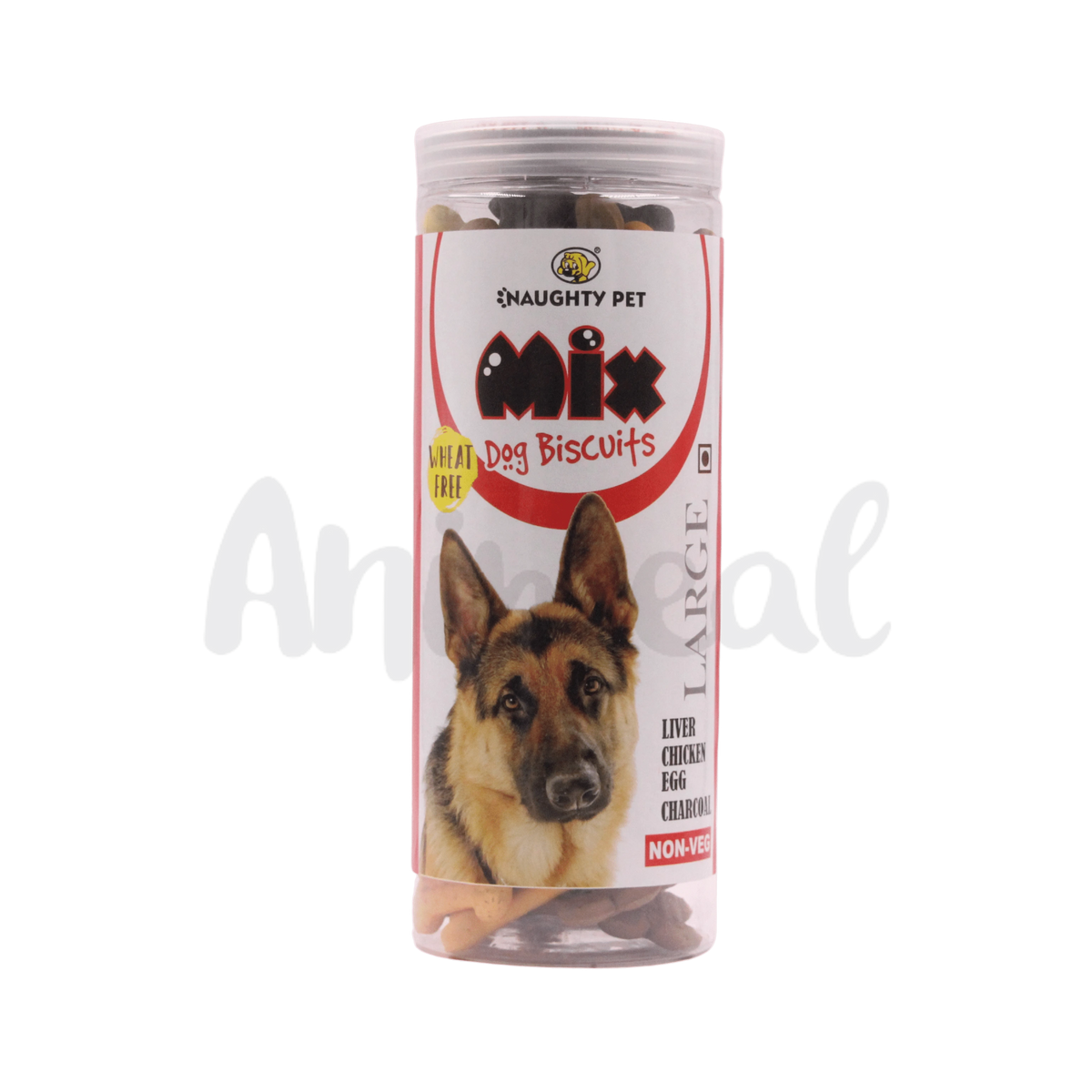 Naughty Pet Mix Non-Veg Wheat-Free Dog Biscuits, Large 550g - Animeal