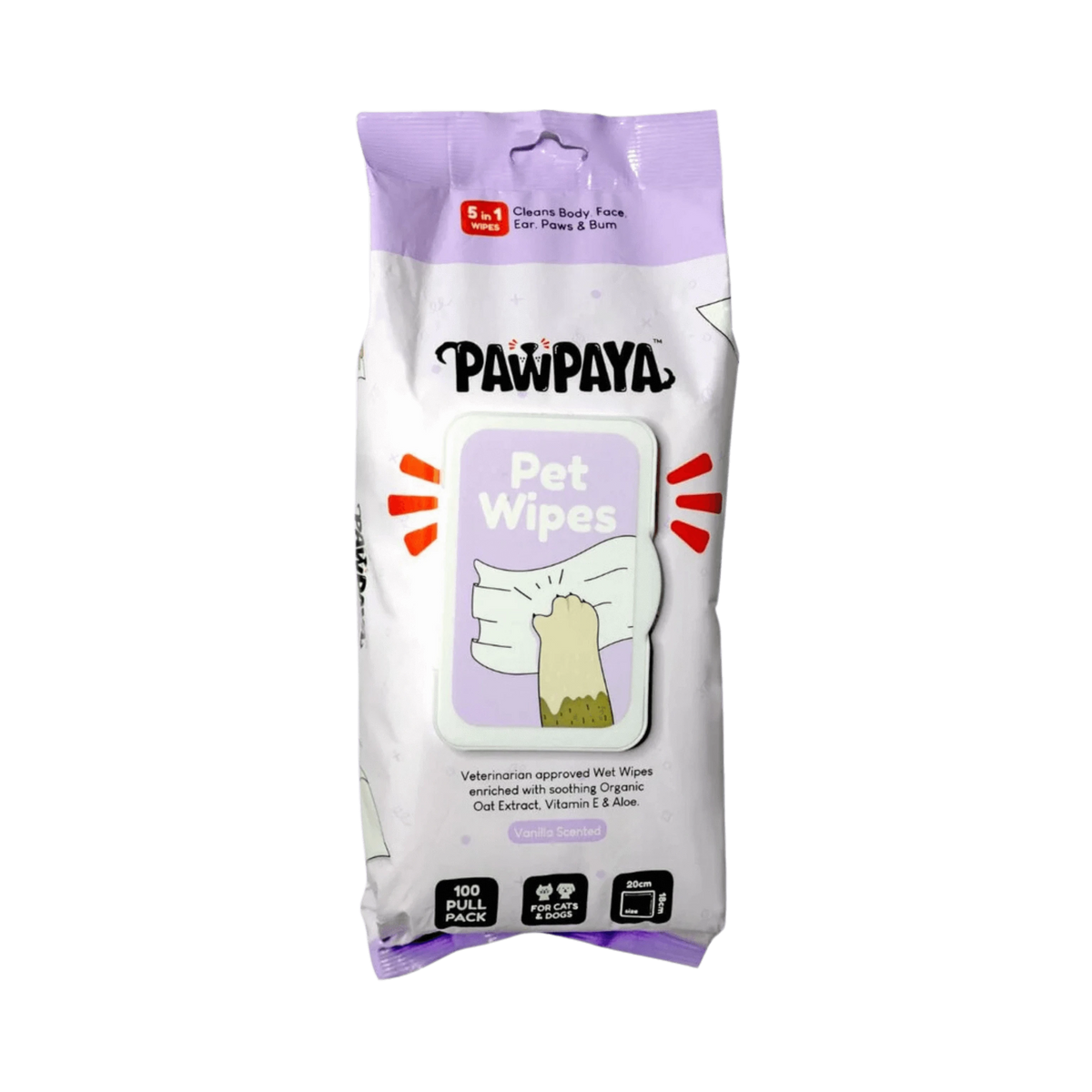 PAWPAYA PET WIPES 20 X 18CM - Animeal