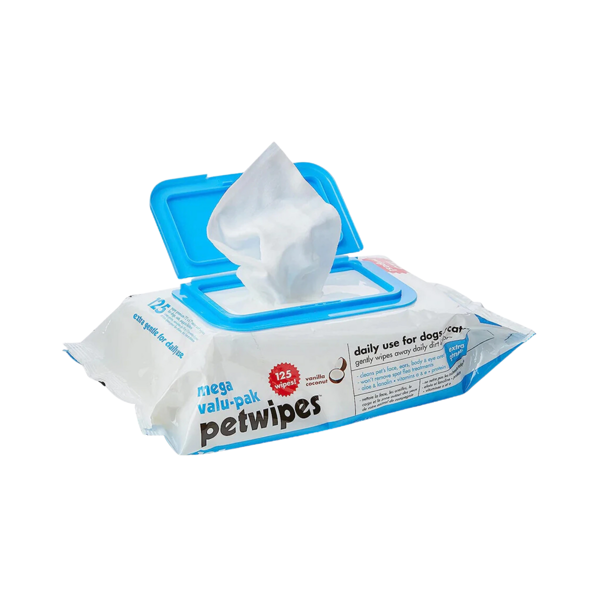 Pet Wipes Mega Valupak, 125 Pieces (Large) - Animeal