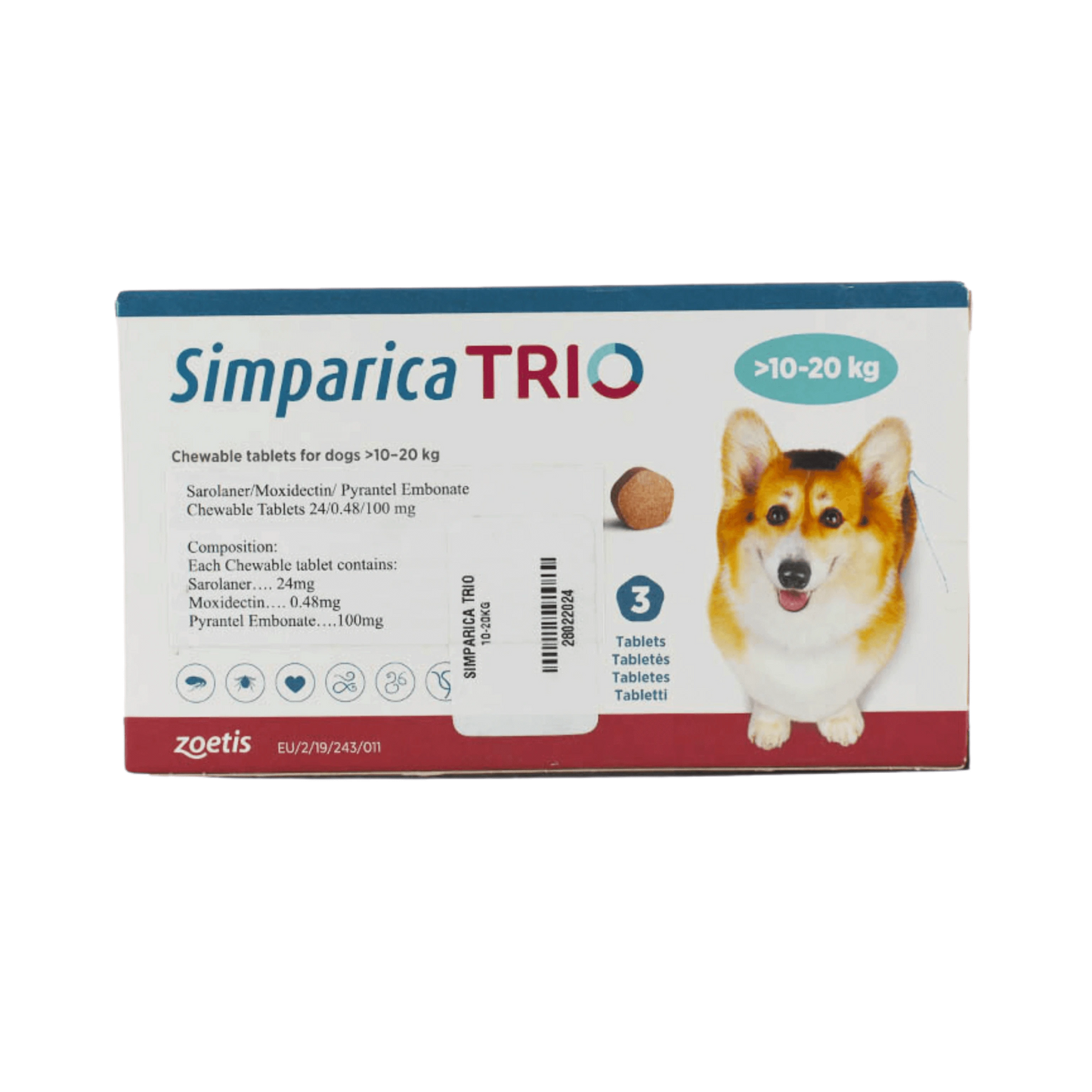 SIMPARICA TRIO (10KG TO 20KG) TABLET - Animeal