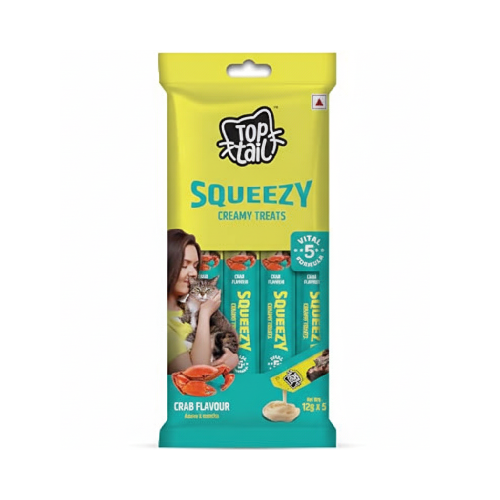 Toptail Squeezy Crab Creamy Cat Treats, 5 pieces - Animeal