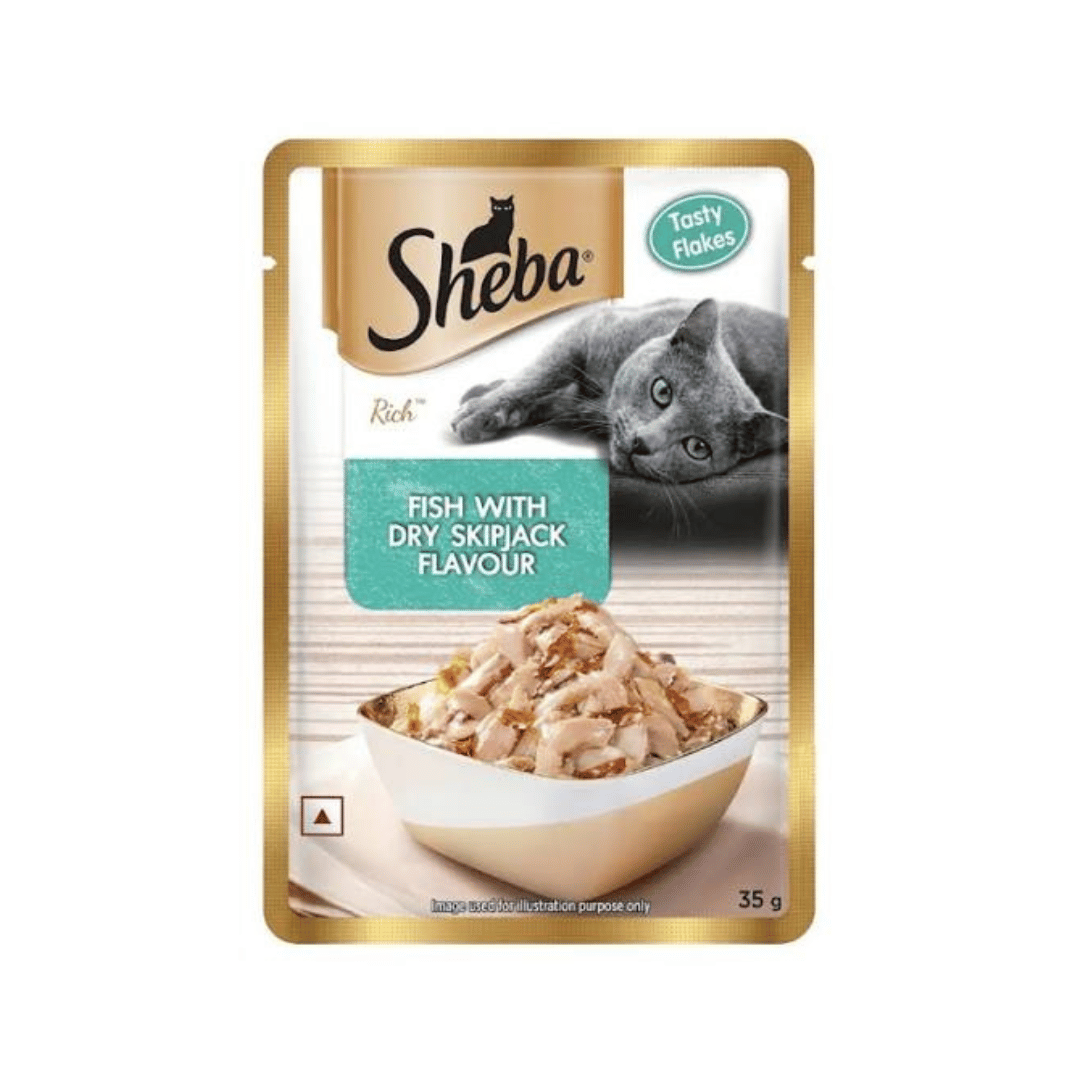 Sheba Fish with Dry Skipjack in Gravy Wet Cat Food, 35g