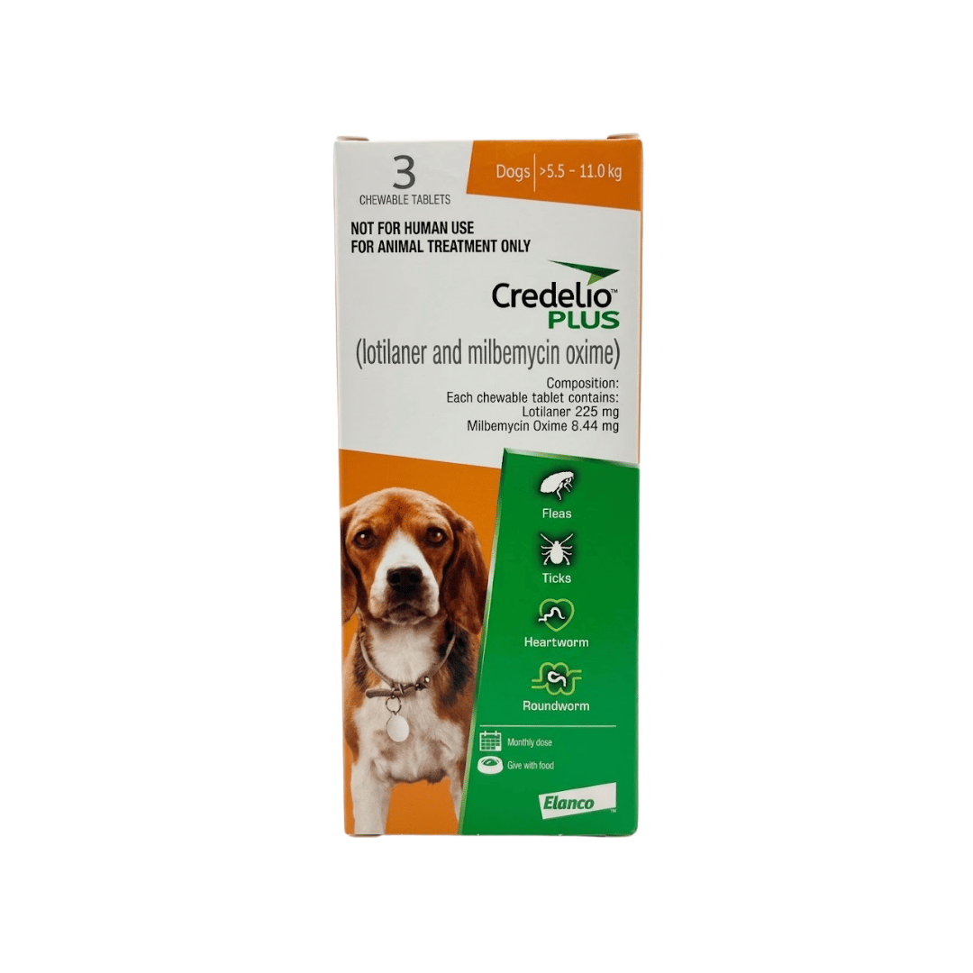 Elanco Credelio Plus Chewable Tablets for Dogs 5.5 to 11kg, 3 Tablets