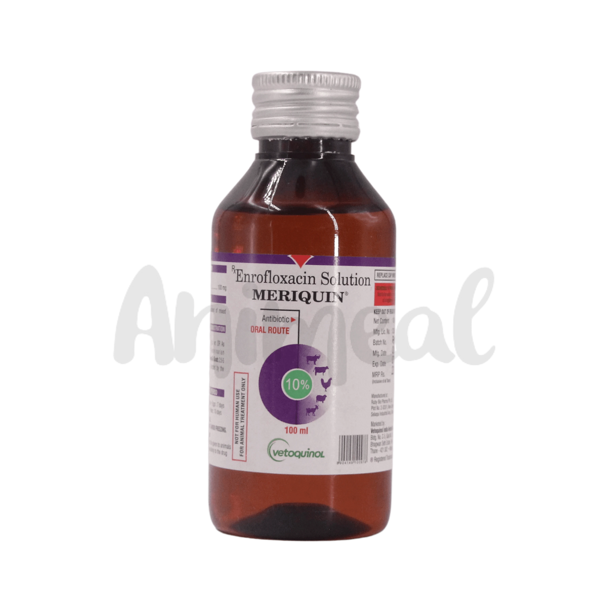 Vetoquinol Meriquin Enrofloxacin Oral Solution, 100ml - Animeal
