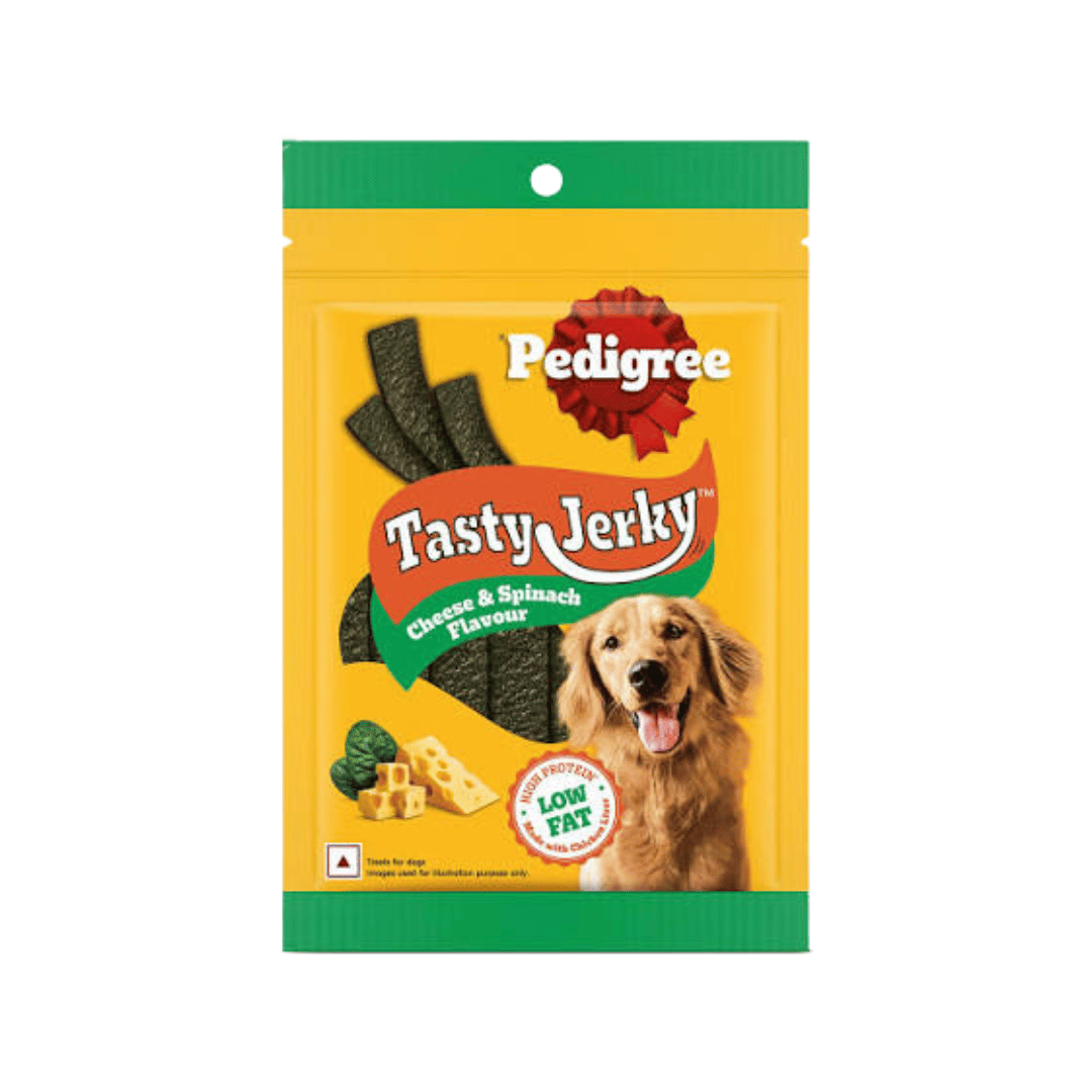 Pedigree Tasty Jerky Spinach and Cheese Dog Treats, 70g