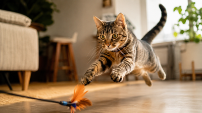An alert, playful cat in motion, illustrating the coordination provided by the nervous system.