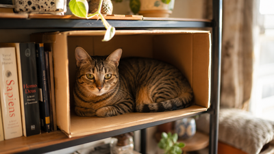 Cat finding her safe hiding spot in an Indian apartment - stress management for cats begins with access to safe retreats