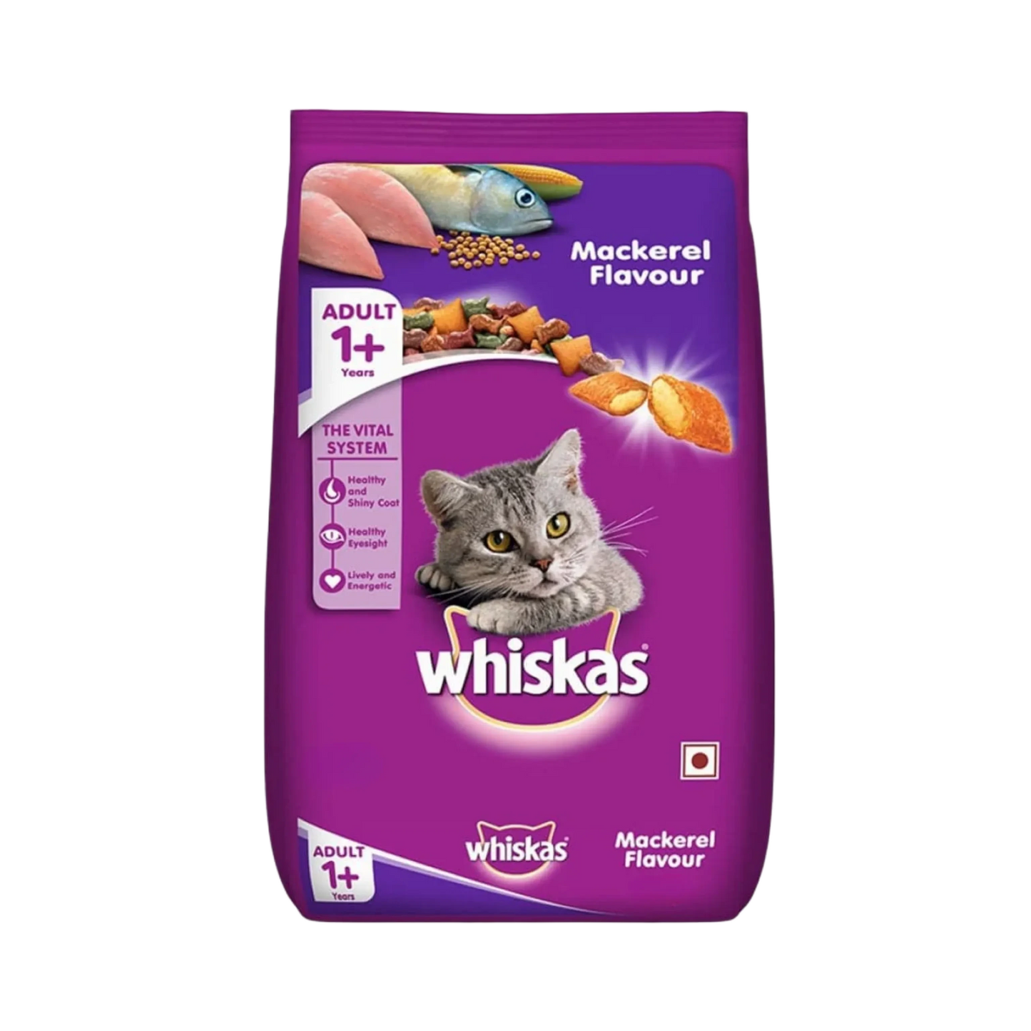 WHISKAS ADULT MACKEREL DRY FOOD (M) - Animeal