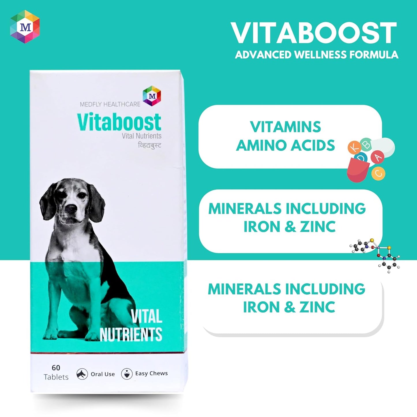 Vitaboost Multivitamins and Minerals Supplement for Dogs- Pack of 60 Tablets