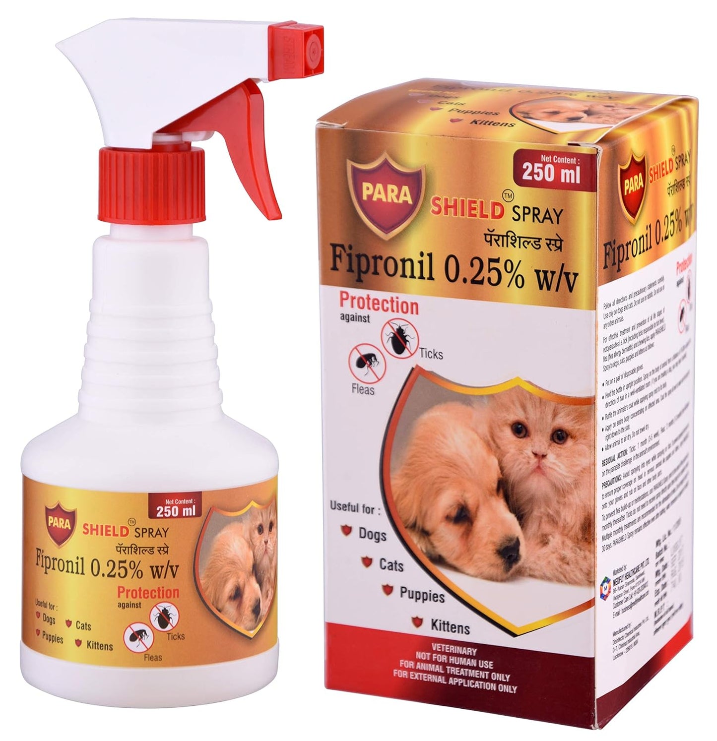 Parashield Fleas & Ticks Spray for Dogs and Cats - 250 ML
