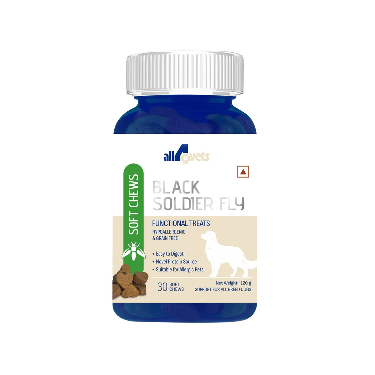 ALL4VETS BLACK SOLDIER FLY SOFT CHEWS FOR DOGS [30 CHEWS] - Animeal