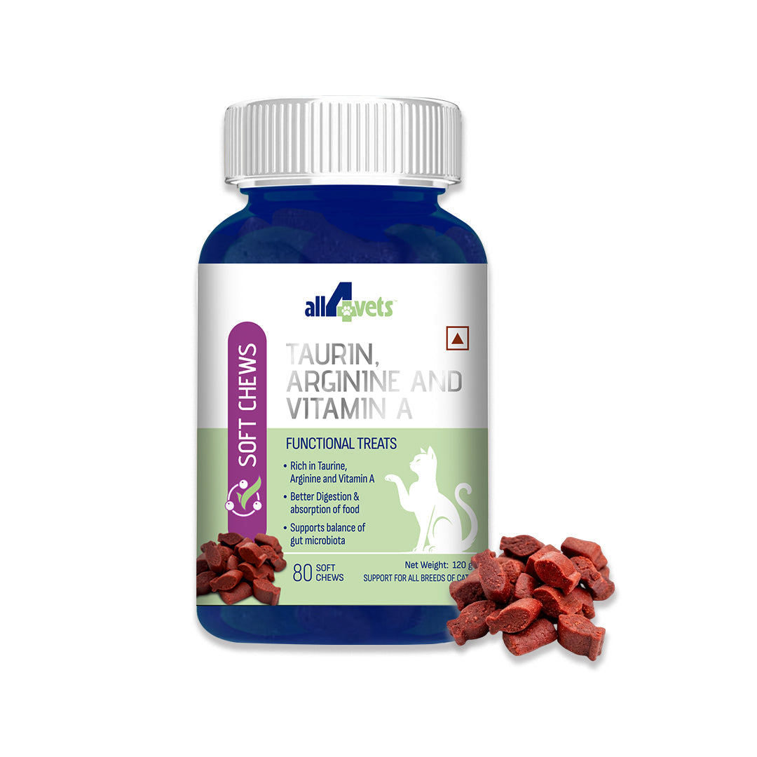 ALL4VETS TAURINE ARGININE AND VITAMIN A SOFT CHEWS FOR CATS [80 CHEWS] - Animeal