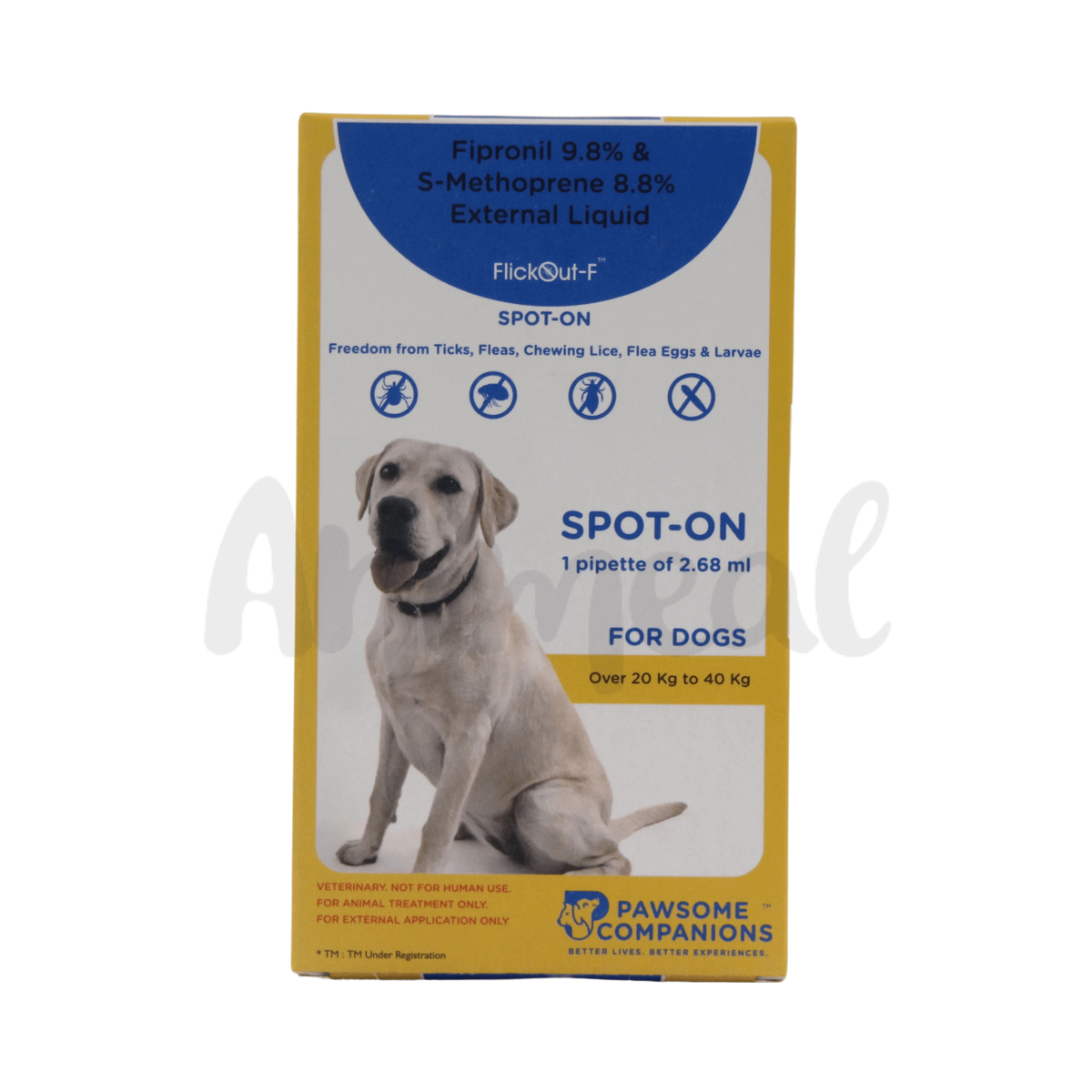 Adisan Flickout F Spot On 20 to 40kg for Dogs and Cats, 2.68ml - Animeal