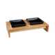 BOWL SET CERAMIC WOOD BLACK
