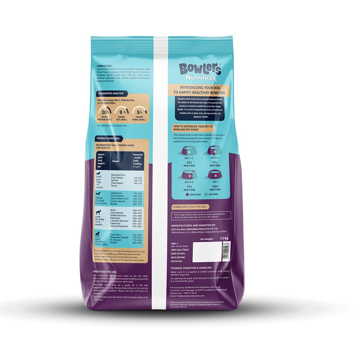 BOWLERS NUTRIMAX ADULT CHIC & VEG DRY FOOD [1.2 KG] - Animeal