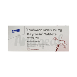 Bayer Bayrocin 150 Enrofloxacin Tablets for Dogs and Cats, 10 Tablets - Animeal