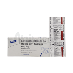 Bayer Bayrocin 50 Enrofloxacin Tablets for Dogs and Cats, 10 Tablets - Animeal