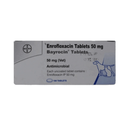 Bayer Bayrocin 50 Enrofloxacin Tablets for Dogs and Cats, 10 Tablets - Animeal