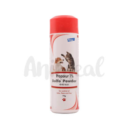 Bayer Bolfo Propoxur Flea and Tick Powder for Dogs and Cats, 75g - Animeal