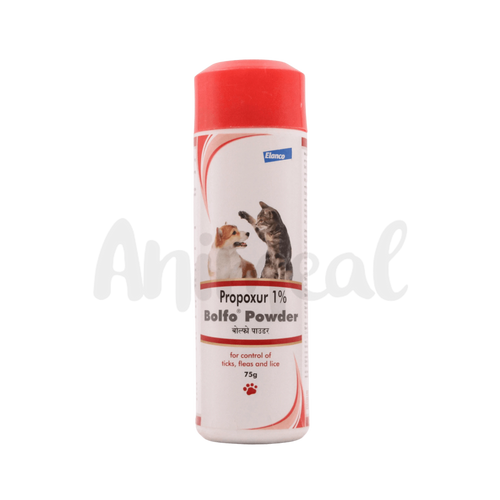 Bayer Bolfo Propoxur Flea and Tick Powder for Dogs and Cats, 75g - Animeal