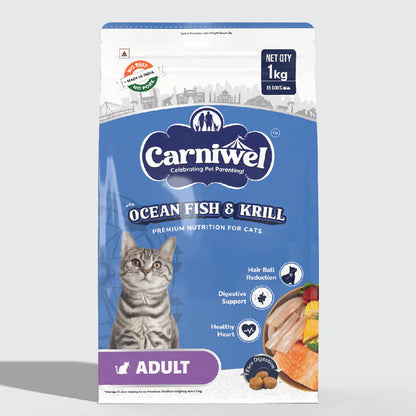 CARNIWEL ADULT OCEAN FISH & KRILL CAT DRY FOOD [1 KG] - Animeal