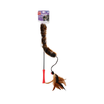 CATWAND FEATHER TEASER WITH NATURAL FEATHER & TPR HANDEL - Animeal