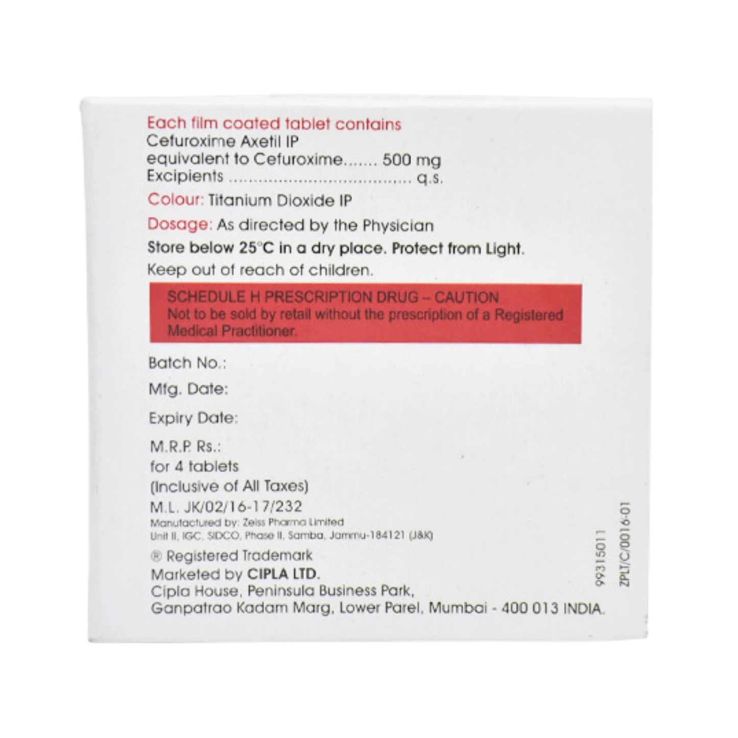 CEFASYN 500MG TABLET - Animeal