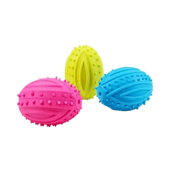 Canine Crew Rubber Squeaky Rugby Toy for Dogs and Cats - Animeal