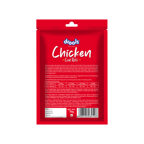 DROOLS CHICKEN COD ROLL DOG TREAT - Animeal