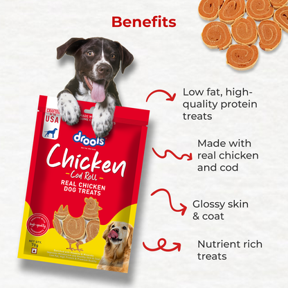 DROOLS CHICKEN COD ROLL DOG TREAT - Animeal