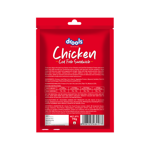 DROOLS COD FISH SANDWICH DOG TREAT - Animeal