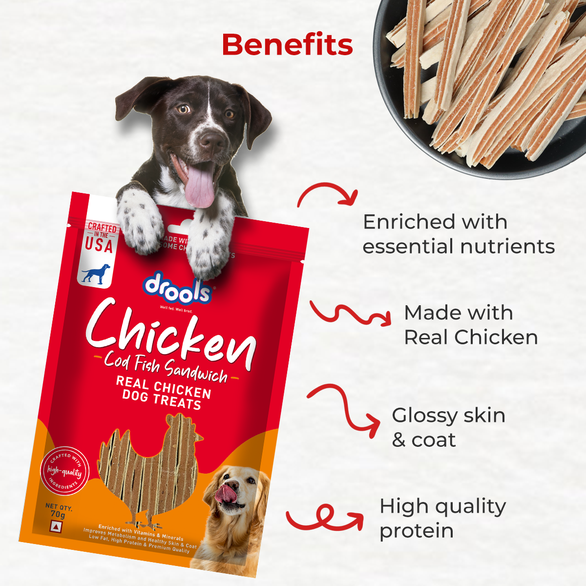 DROOLS COD FISH SANDWICH DOG TREAT - Animeal