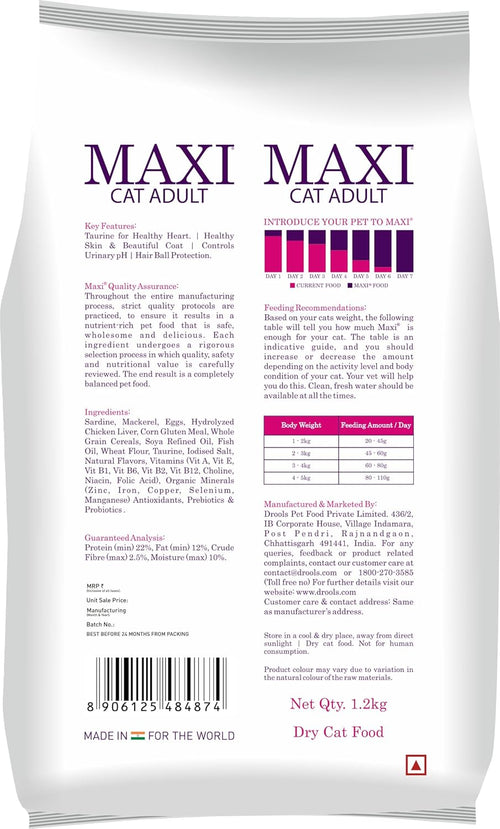 DROOLS MAXI CAT ADULT DRY FOOD [500 GM] - Animeal