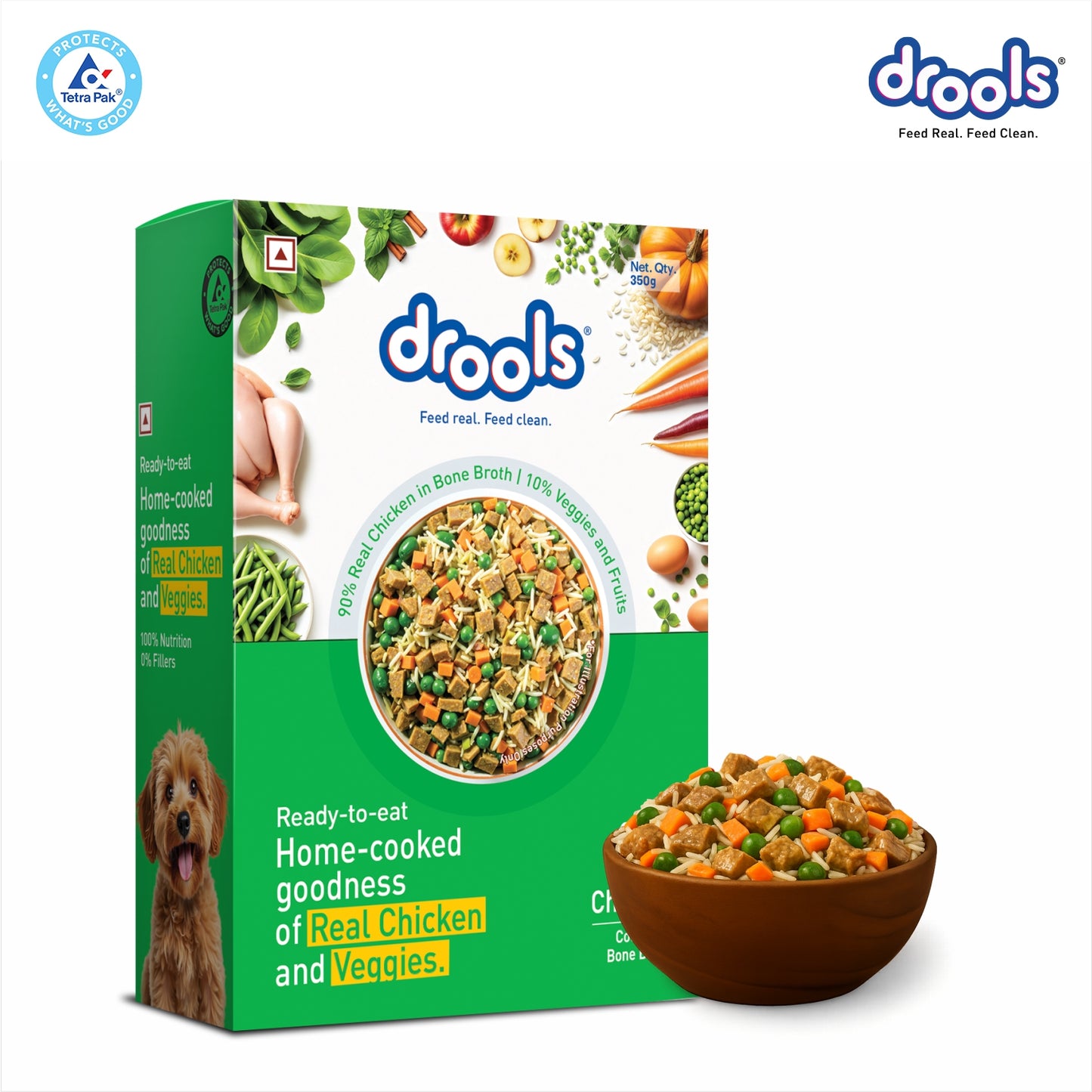 Drools Tetra Pack Real ChickenVeggies 350gm - Animeal