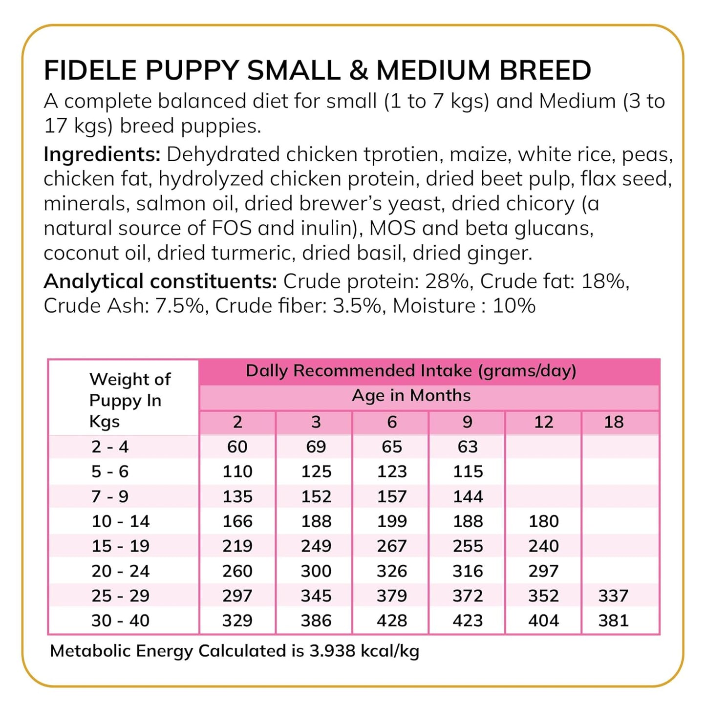 FIDELE PLUS PUPPY SMALL & MEDIUM DRY FOOD [3 KG] - Animeal