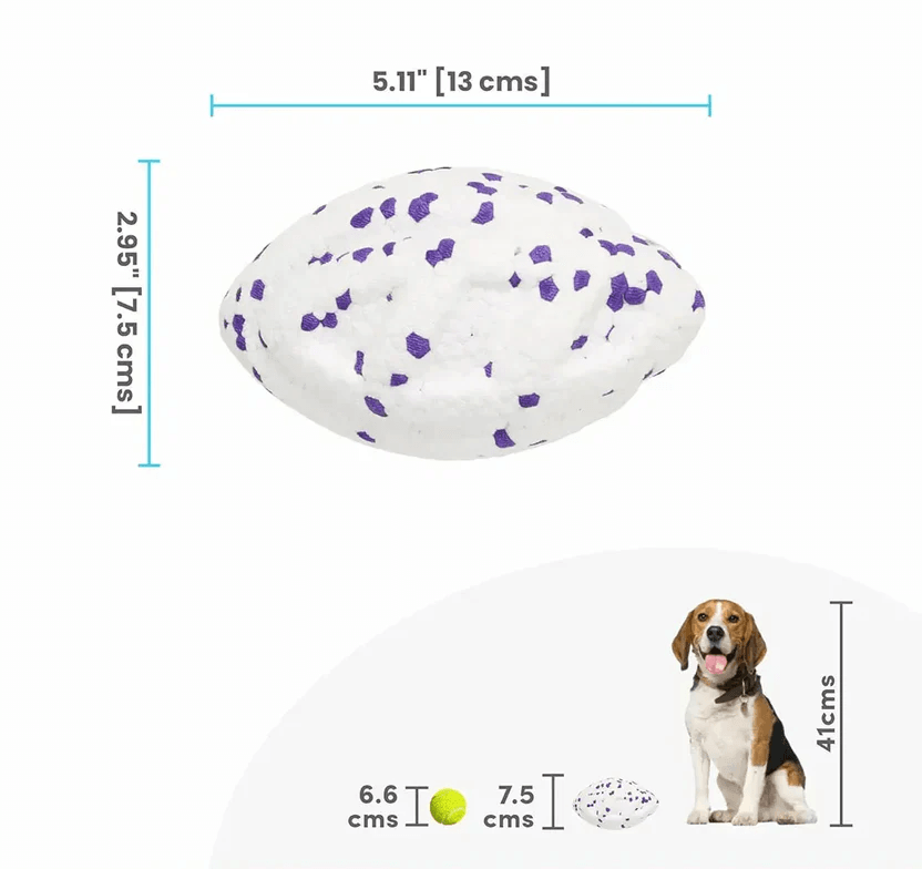 FOFOS ETPU RUGBY BALL FETCH DOG WHITE TOY - Animeal
