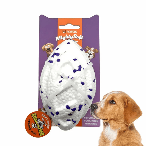 FOFOS ETPU RUGBY BALL FETCH DOG WHITE TOY - Animeal