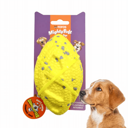 FOFOS ETPU RUGBY BALL FETCH DOG YELLOW TOY - Animeal