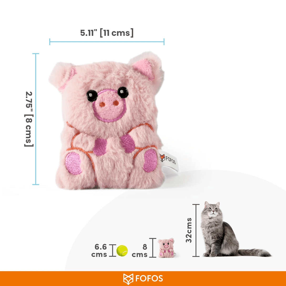 FOFOS FLOPPY CRINKLE CAT PIG TOY - Animeal