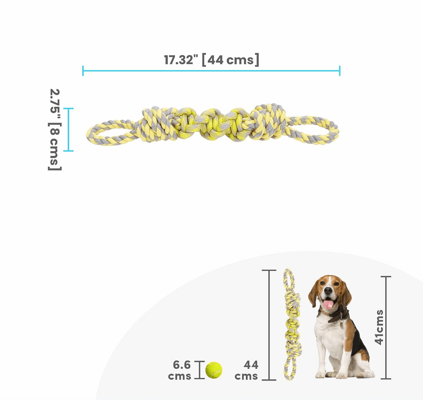 FOFOS FLOSSY ROPE DOG Y/G TOY - Animeal