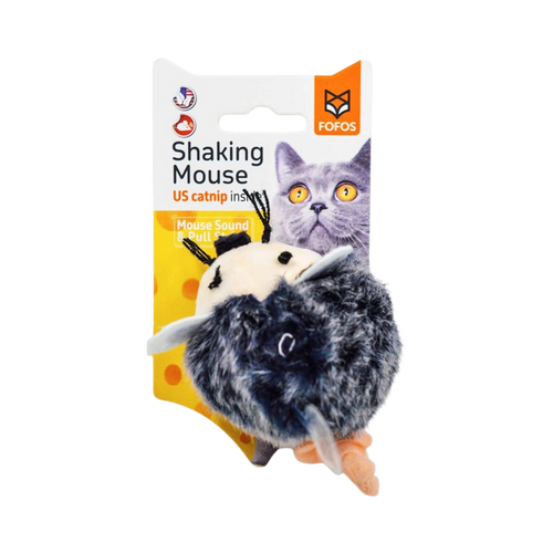 FOFOS PULL STRING & SOUND CHIP MOUSE GREY - Animeal