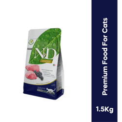 Farmina N&D Prime Lamb and Blueberry Adult Cat Dry Cat Food, 1.5kg - Animeal